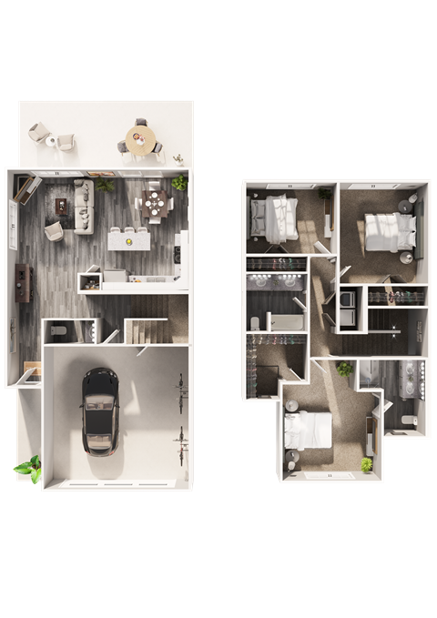 Floor plan for 3 beds, 2.5 baths, 1484 sqft